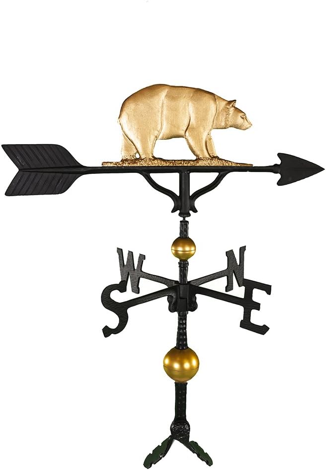 Weathervanes - Montague Metal Products 32-Inch Deluxe Weathervane with Gold Bear Ornament