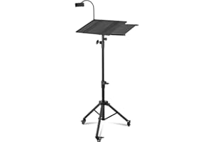 Projector Tripod Stand with Wheels - Laptop Stand Adjustable Height 39 to 63 Inch, Music Stand with Phone Holder,Wheel Lock,S
