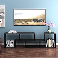 DEVAISE Versatile TV Stand, Entertainment Center Console, Bookshelf for Living Rooms, Black