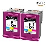 Valuetoner Remanufactured Ink Cartridge Replacement For Hewlett Packard HP 61XL 61 XL High Yield CH564WN (2 Tri-Color) 2 Pack - With Ink Level