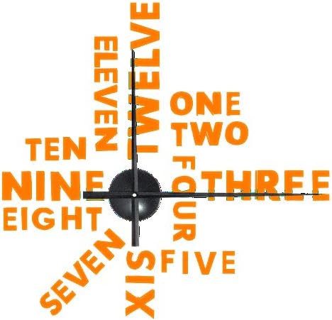 WALL CLOCK - ORANGE 3D Frameless Large Stickers Clocks Style Watches Hours DIY Room …
