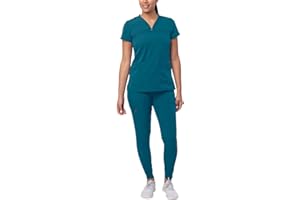 ADAR UNIFORMS Adar Pro Movement Booster Scrub Set For Women - Sweetheart V-Neck Scrub Top & Yoga Jogger Scrub Pants