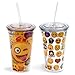 Emoji Universe: Emoji Tumblers, 16 oz (2-Pack) With Lids and Straws