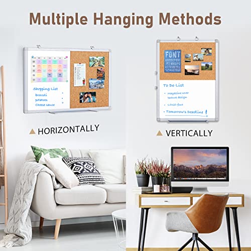 Cork Board White Board Combo, Vision Board 2023, 24" x 18" Half Corkboard Whiteboard