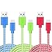 OKRAY 3 Pack 6.6ft/2m High Speed Micro USB 2.0 Data Cable Round Nylon Braided Charging Cord For Android, Samsung Galaxy S7 S6 Edge S4 S3 S2, Note 4 2, HTC, Nexus, LG, Nokia, Sony (Red Green Blue)