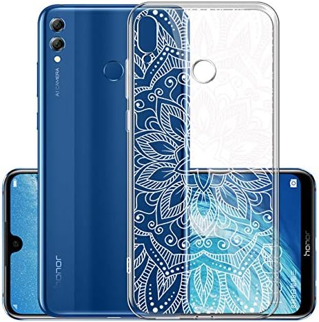 Beautiful Floral Painted Datura Flowers Pattern Printed Design Transparent TPU Soft Silicone Case for Huawei P Smart Plus/Nova 3i,SKYXD 3D Colorful Embossed Mandala Blossom Flexible Protective Cover