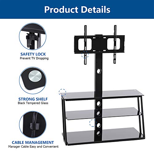 image for Rfiver Floor Tall TV Stand with Swivel Mount Bracket 3-in-1 for TVs up