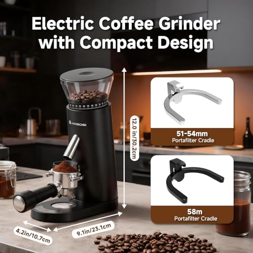 AAOBOSI Cordless Coffee Grinder Electric,Burr Coffee Grinder with Precise 60 Grind Settings,Anti-Static,5-98s Timer, Coffee Grinder Suitable for Indoor Home,Office & Outdoor Camping,Travel Use,Black.