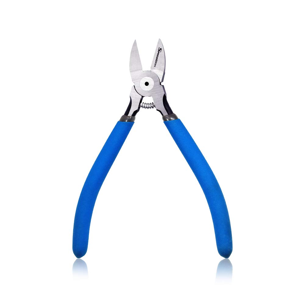 SPEEDWOX Flush Cutters 6 Inches Flush Cut Plastic Nippers Angled Wire Cutting High Carbon Steel High Leverage with Spring Precision Tools Jewelry Making