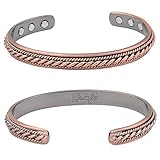 [FLASH SALE] - Pure Magnetic Copper Bracelet for Women & Men - Arthritis & Pain Relief - 6 Rare Earth Therapy Magnets - Style: 2-Tone, Braided