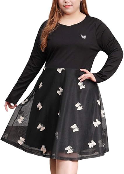 Amazon Co Jp ミズミス Ms Miss 大きいサイズ ワンピース レディース プラスサイズ 9xl相応 Bigsize 蝶 黒 長袖 バスト148 ウエスト137 着丈104 フリー 服 ファッション小物 Amazon Co Jp ミズミス Ms Miss 大きいサイズ ワンピース レディース プラスサイズ 9xl相応 Bigsize 蝶 黒 長袖 バスト148 ウエスト137 着丈104 フリー 服 ファッション小物