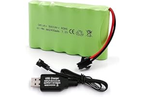 Gecoty Ni-MH Battery Pack,Upgrade 7.2V 2400mAh Recharge AA Battery Pack with Standard Charge Cable,SM 2P Plug for RC Car,Truck,Tank, Boat,High Capacity Remote Control Car Battery