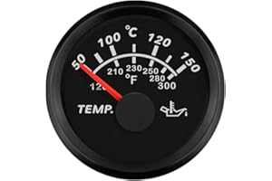 ELING 52mm Oil Temp Gauge Meter 50-150℃ with Red Backlight 12V/24V (Black+Black)