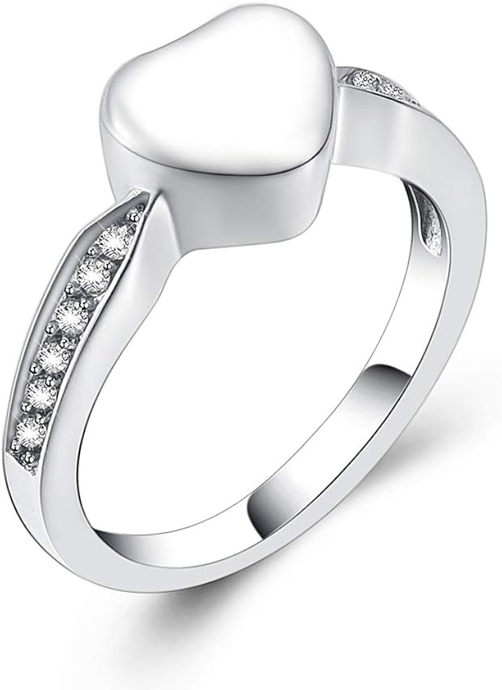 Heart Cremation Urn Ring for Ashes Hold Loved Ones Ashes Zircon