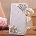 Mini kitty- High quality luxury lovely elegant romantic 3D Bling love heart Crystal Rhinestone PU Leather Flip Wallet Case Cover for iPhone 6 4.7 inch