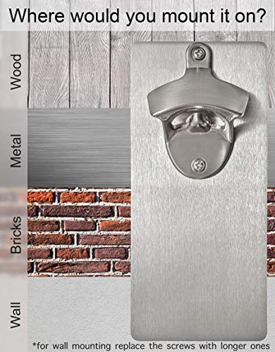 Wall Mounted Bottle Opener with Magnetic Cap Catcher | Novelty Gift | Unique Present for Friends, Men, Women, Housewarming, Birthday, White Elephant, Holiday Party | Best Christmas Gift for Men, Dad - Thumbnail 5