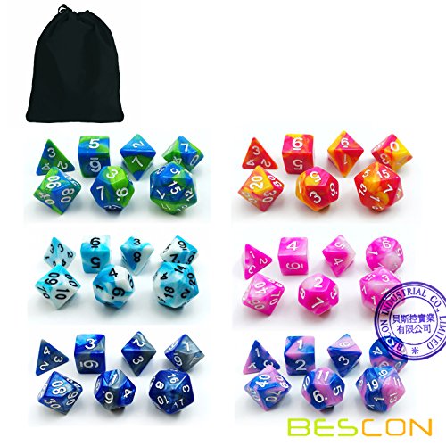Bescon dice bescon 6x7 42pcs polyhedral dice set-6 uniq…