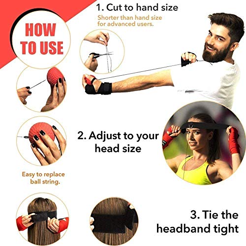 Boxing Reflex Ball Head Fight Ball Reflex on String Portable Boxing Training Ball Boxing Equipment with Headband for Training, Hand-Eye Coordination and Fitness