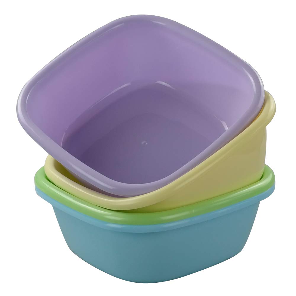 Bblina Square Washing up Bowls, Plastic Washing Basin, 4-Pack