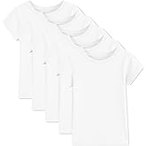 5 Pack Girls/Toddlers Cotton T-Shirts Crewneck Short Sleeve Summer Tops Kids Clothes Tees(2T-14Y)