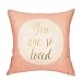 Fjfz Blush Pink and Gold Nursery You're So Loved Motivational Sign Inspirational Quote Cotton Linen Home Decorative Throw Pillow Case Cushion Cover Sofa Couch, 18