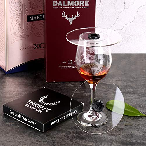 TMKEFFC Smoking Gun Cup Covers for Cocktail Drinks Smoking, Smoke Infuser Lids Suitable for Wine-Cups Goblet Glasses Tumblers Mugs Bowls Diameter Below 4.7 Inches - Thumbnail 3