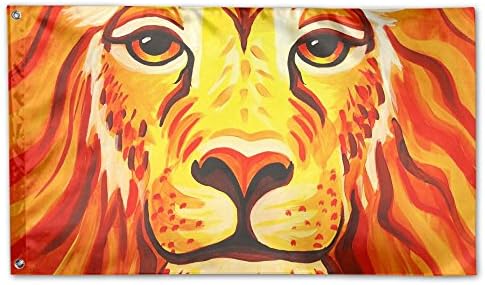 Jmirelife Lion Face Paint Detail Garden Flag 59 X 35 Inch Decorative Colorful Yard Flags Indoor&Outdoor Home Fall Flags Holiday Decor