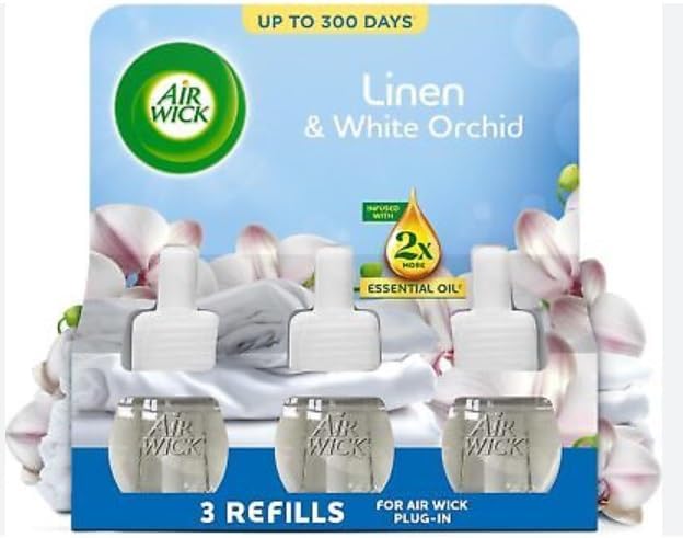 Air Wick Plug In Diffuser Refill Linen & White Orchid Pack 3 x19ml