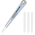Ceramic Paper Cutter Box Cutter Foam Cutter Safety snap off Blades Retractable Utility Knife Extra 3 Blades (0.35 inch Wide) Cartons Cutting Skin Friendly Knife (Blue)