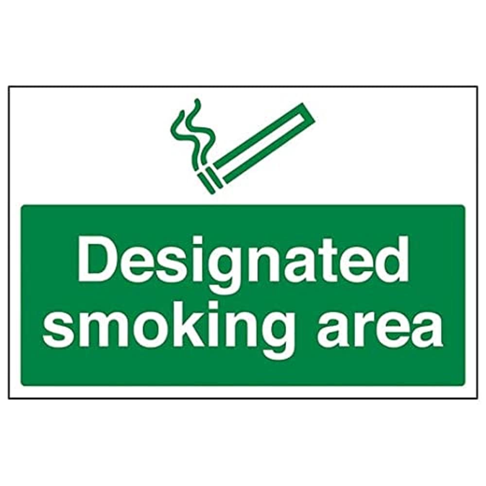 V Safety Prohibition No Smoking - Designated Smoking Area - 300 X 200mm