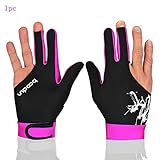 MIFULGOO Man Woman Elastic 3 Fingers Gloves for Billiard Shooters Carom Pool Snooker Cue Sport - Wear on The Right or Left Hand (Black Red Pink, M)