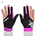 Man Woman Elastic Lycra 3 Fingers Gloves for Billiard Shooters Carom Pool Snooker Cue Sport - Wear on the Right or Left Hand (Black Red Pink, M)
