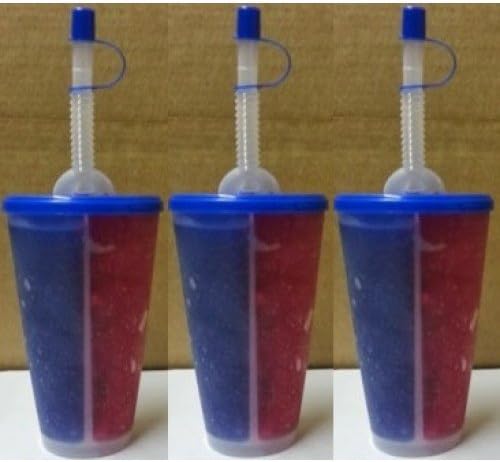 SPLIT Slush Yard Cups 12OZ x 48 cups with lid and straw