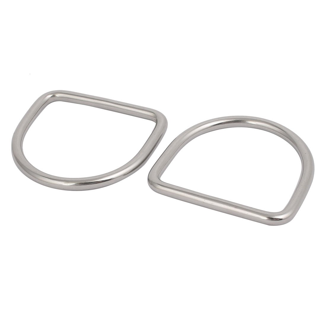 Sourcingmap 40mmx37mmx4mm 304 Stainless Steel Thickening Welded D Ring Silver Tone 2pcs