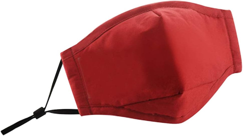Van Caro Wash Reusable Mouth Mask,4-Layer Filter Insert,Cotton PM2.5 Air Filter Safety Mask(1Pcs Burgundy Mask)