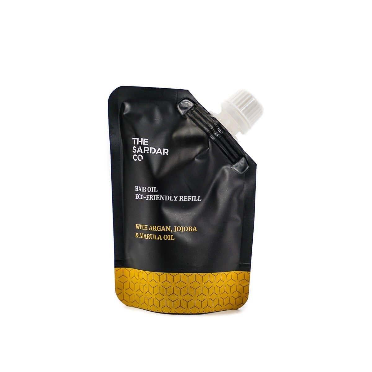 THE SARDAR CO Hair Growth Oil Refill Pouch | Organic & Vegan-Friendly | Argan Jojoba & Marula Oil | Deep Nourishment & Repair | Stimulates Hair Growth | Alcohol-Free | Made in the UK | 100ml