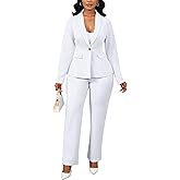 Ophestin Business 2 Piece Pant Suits for Women Dressy Blazer Straight Leg Pantsuit Set Formal Casual Office Work Outfits