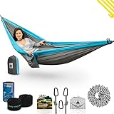 Double Camping Hammock With Straps – UNIQUE 4in1│Complete Fast Setup Hammock Bundle, Waterproof, Lightweight Parachute Nylon, in Compression Tree Sack