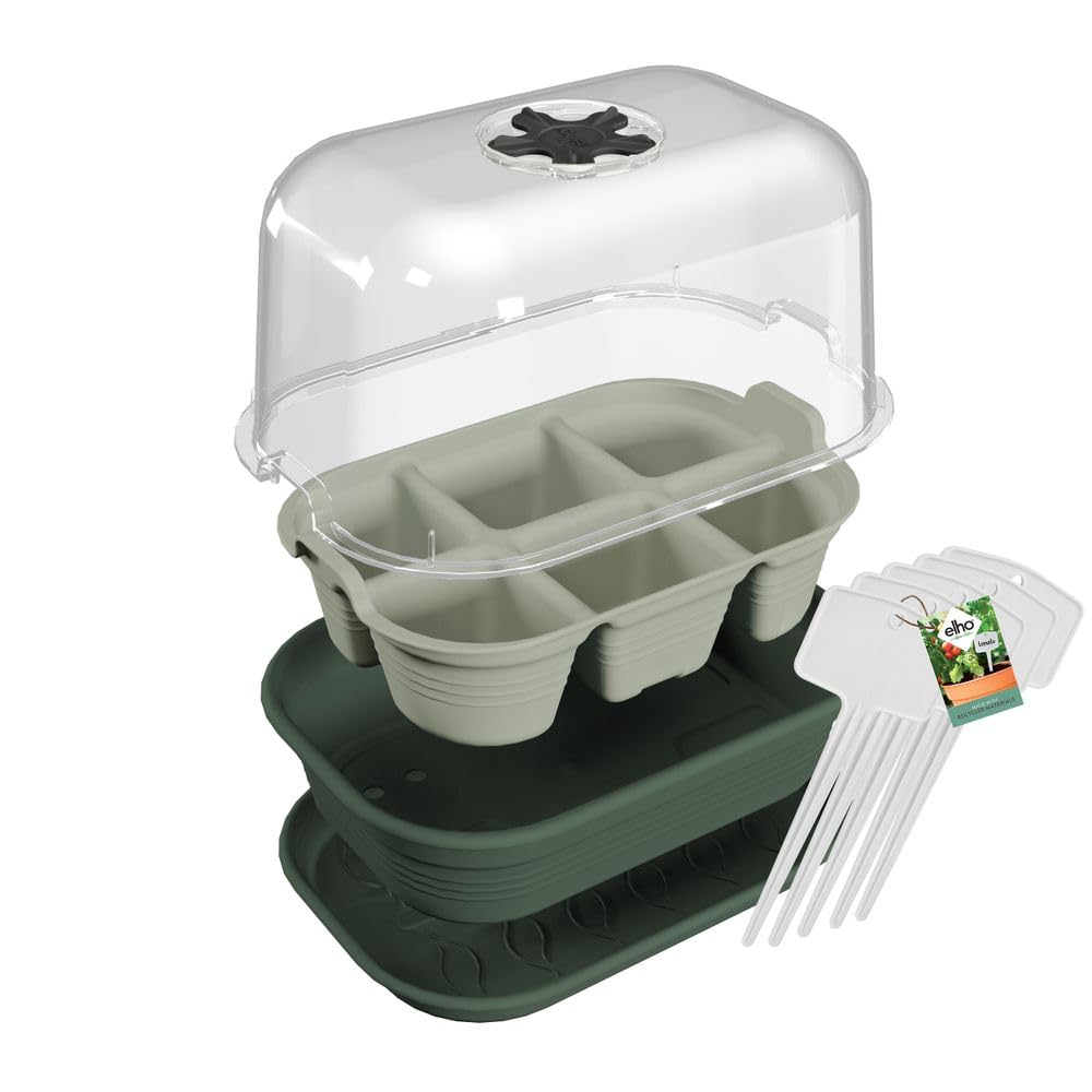 elho Green Basics Grow your Own Set - Propagator Set for Plants - Seed Tray with Lid - 100% Recycled Plastic - Green/Leaf Green