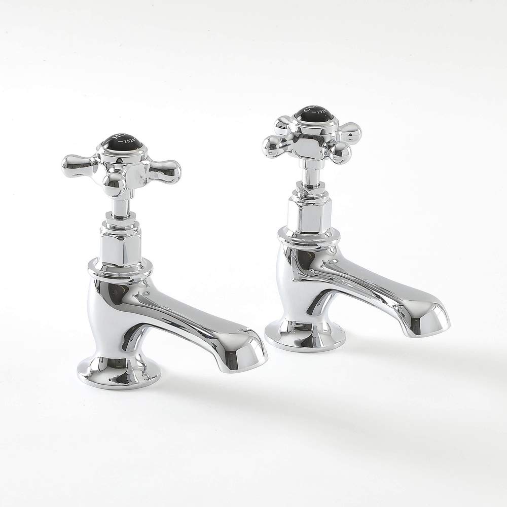 Hudson Reed BC401HX Basin Taps, Black, Hexagonal Collar