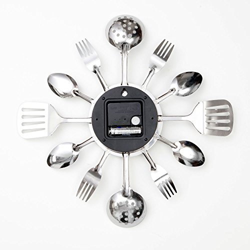 Bits And Pieces Contemporary Kitchen Utensil Clock Silver Toned