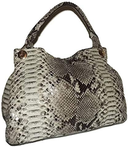 Menotti Italia Vero Pitone Genuine Python Snakeskin Satchel Hand Bag Natural
