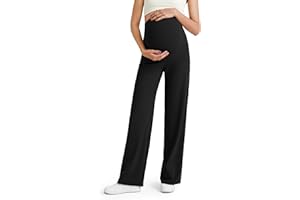 G4Free BareFeel Maternity Dress Yoga Pants Over The Belly Stretchy Work Slack Pregnancy Wide Leg Lounge Trousers