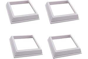 BUEYFOLT 4 Packs 4 Inch Vinyl Post Skirt/England Style Fence Post Cups White/Two-Piece Base Trim Skirt for Vinyl Post/PVC Post Sleeve