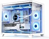 SaharaGaming M808W White Mini-ITX M-ATX Gaming Case 4x ARGB PWM Fans Tempered view 5