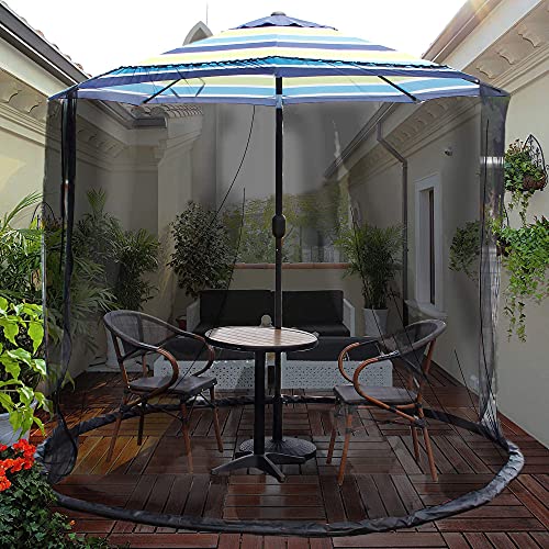 Optimisland Outdoor Sun Umbrella Mosquito Netting for Patio, Zippered