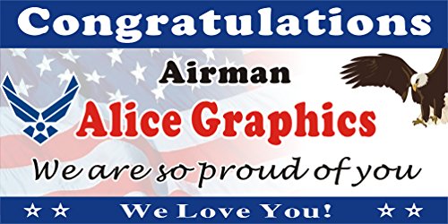 [Vinyl] 2ftX4ft Custom Personalized Congratulations Airman US Air Force Basic Military Training (BMT) Graduation Banner Sign