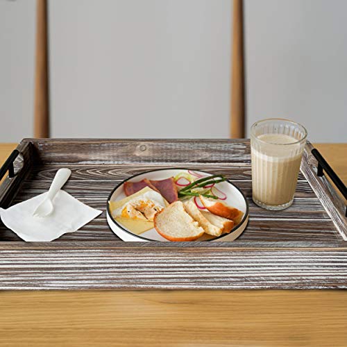 Ottoman Tray 19.5 Inch Wooden Ottoman Tray for Serving, Extra 4 Round