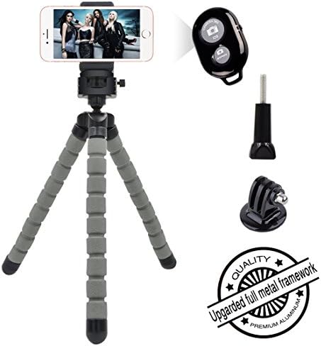 Phone Tripod, [Upgraded Full Metal Framework] Flexible Mini Tripod with Remote Shutter and Universal Phone Clip, Bukm Portable Tripod Stand for Iphone, Android iOS Smartphone, iPad, Camera, Gopro