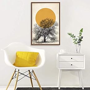 Framed Canvas Home Artwork Decoration Nordic Style Moon Canvas Wall Art for Living Room, Bedroom - 16x24 inches